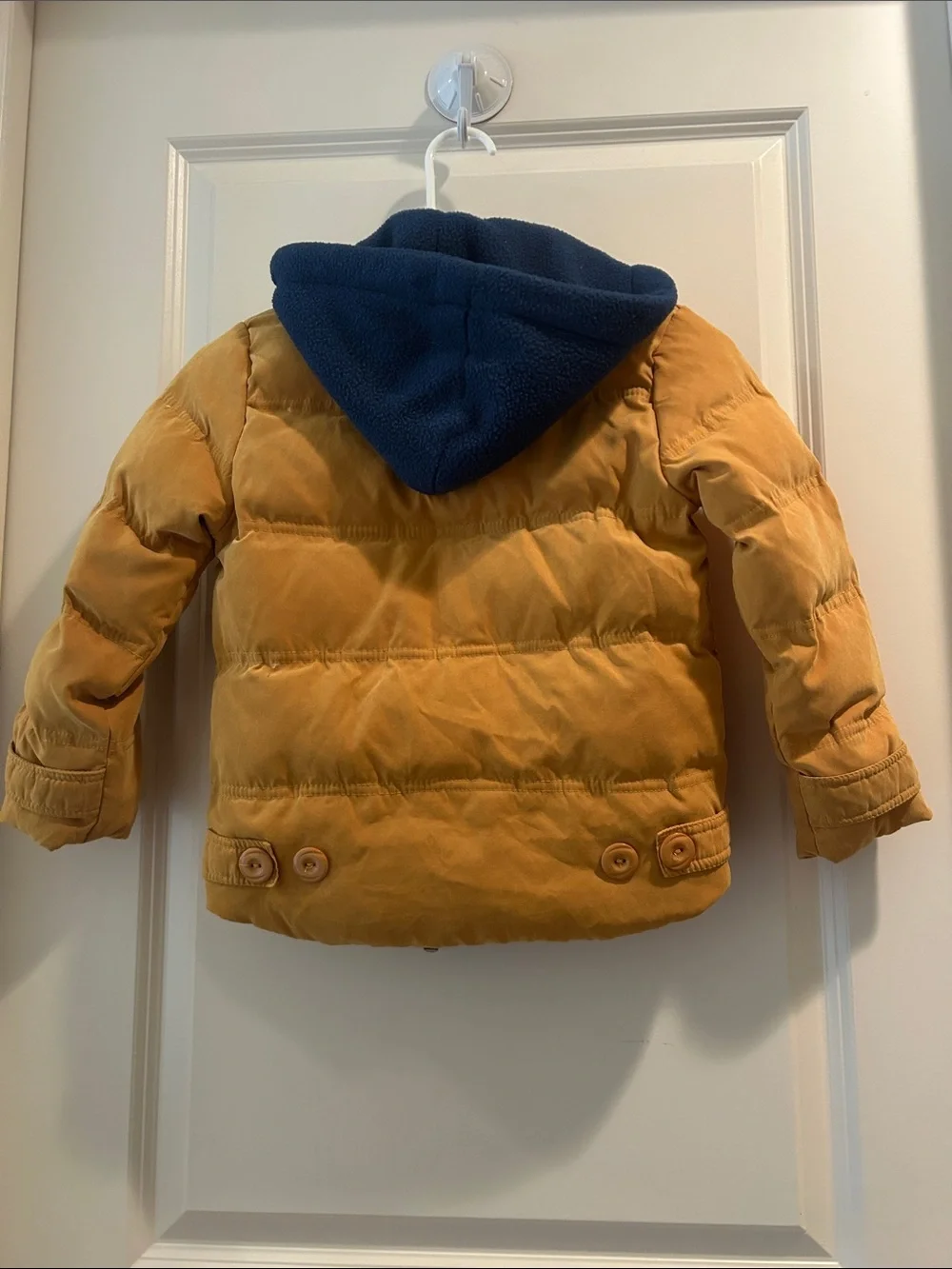 YNF Dock Feather Golden Mustard ZipUp Snaps Puffer Jacket Hood size 120 (5-7yrs)